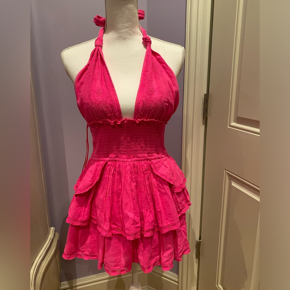 Loveshackfancy pink halter dress